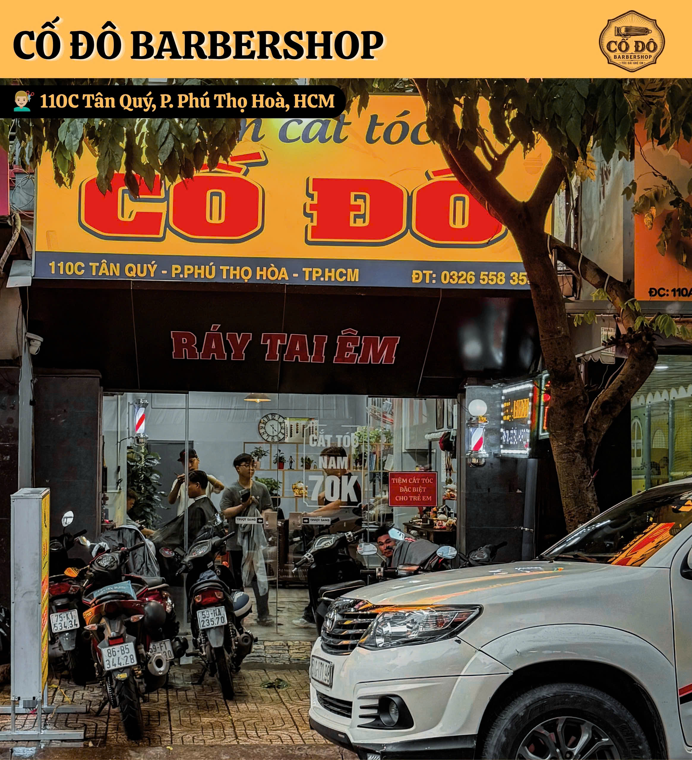 Khách cắt tóc tại Cố Đô Barbershop