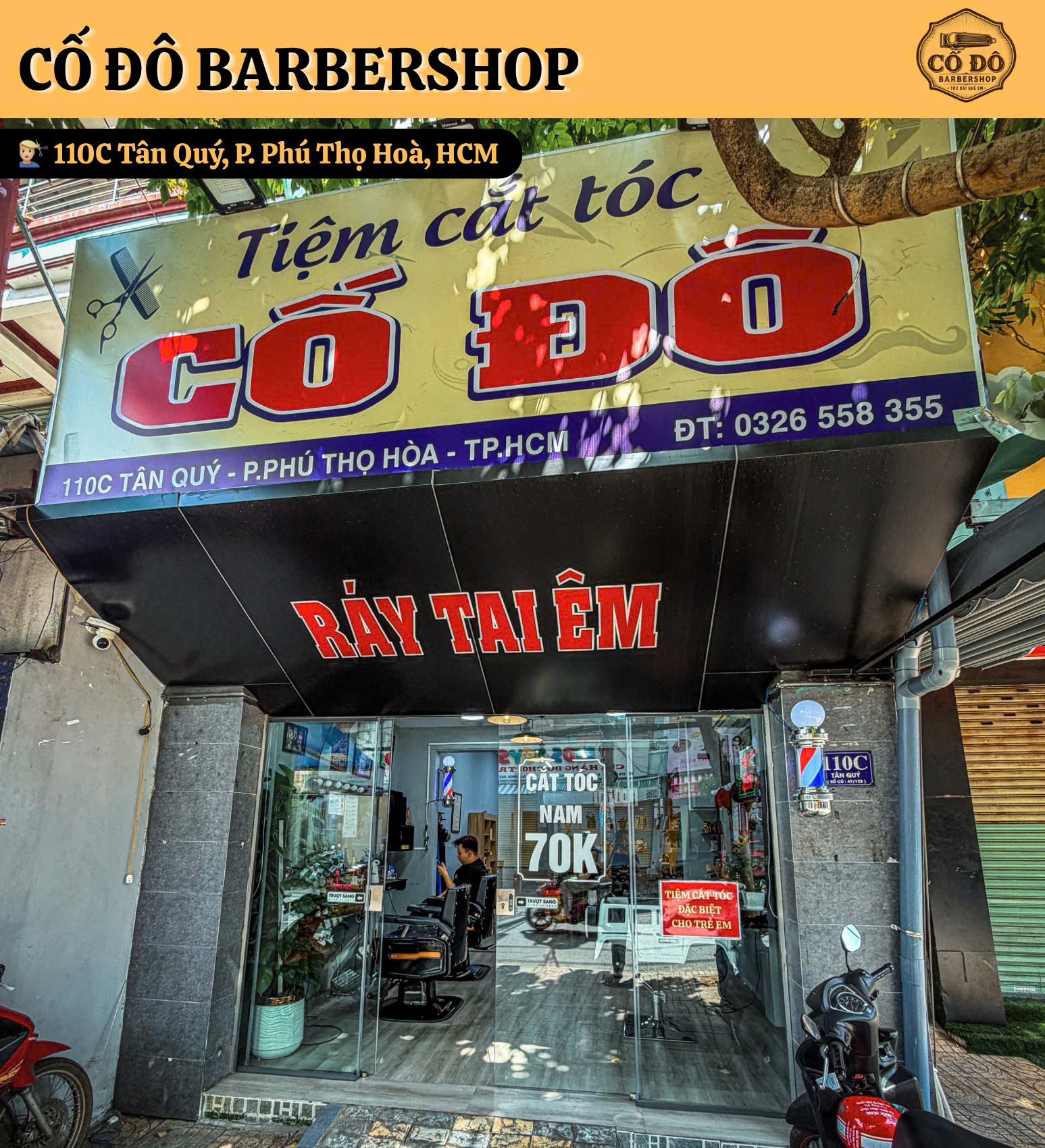 Khách cắt tóc tại Cố Đô Barbershop