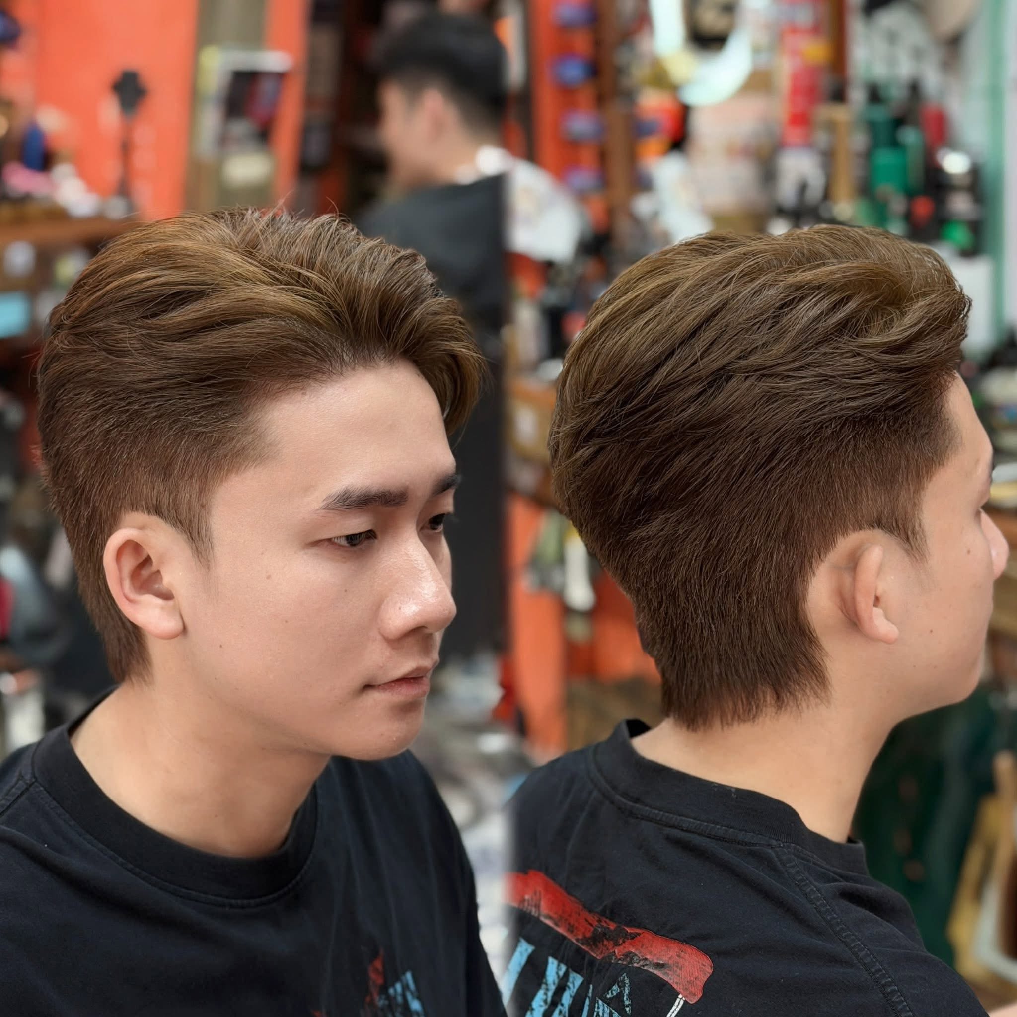 Khách cắt tóc tại Cố Đô Barbershop